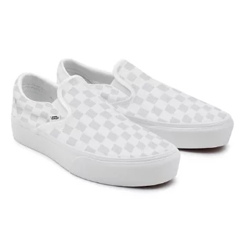 White Checkerboard Slip-On Platform personalizzate