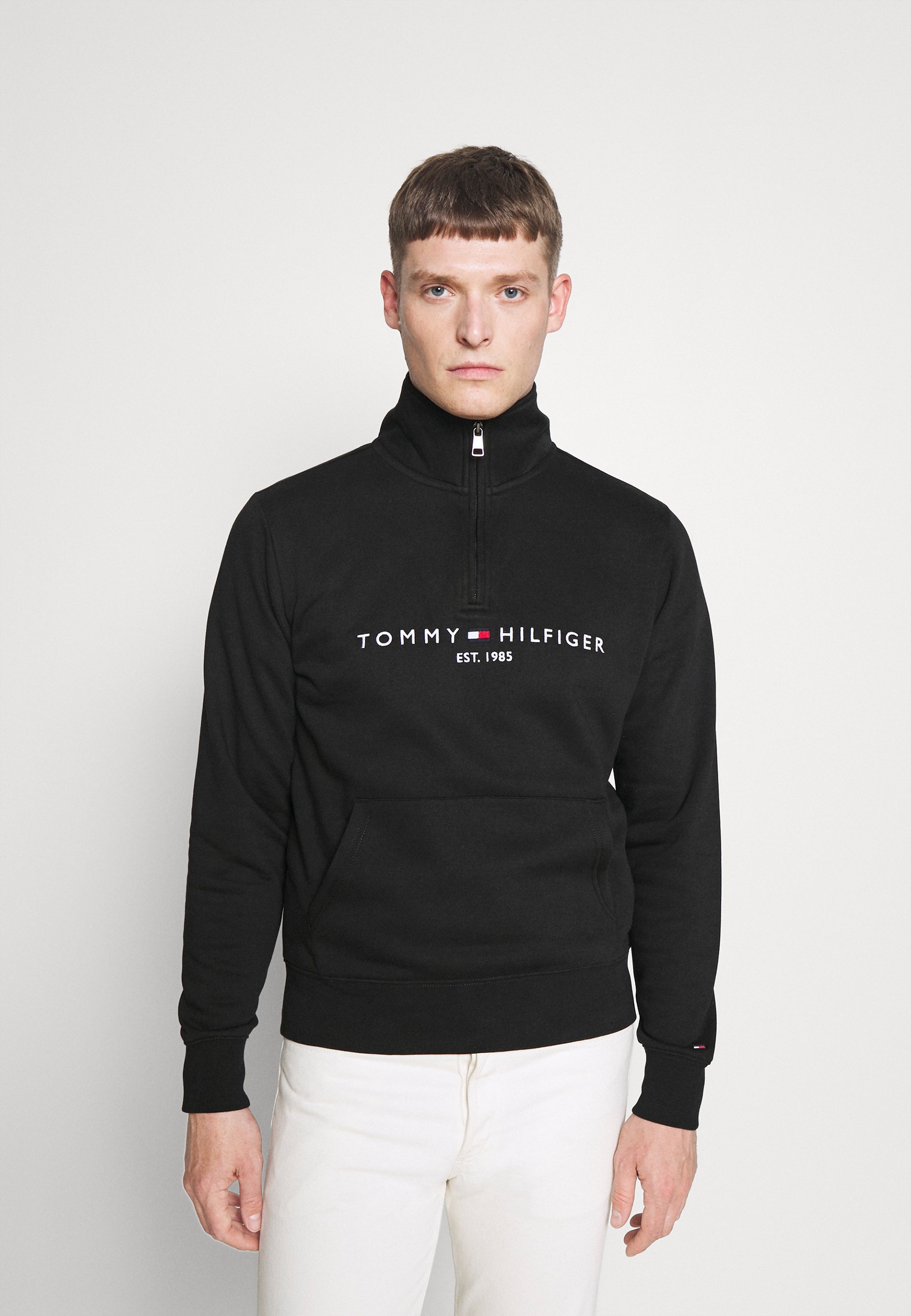 Tommy Hilfiger LOGO MOCK NECK - Majica s kapuljačom - crna
