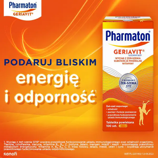 Geriavit Pharmaton Zestaw witamin i minerałów, 100 tabl.