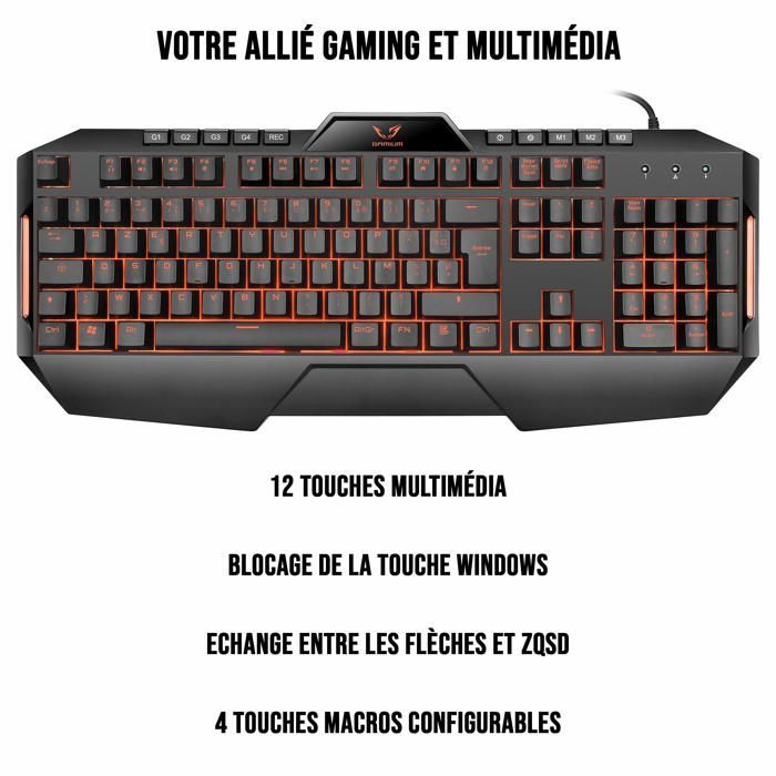 Gamium V2 WEGCLAGAM2 bedraad gamingtoetsenbord, zwart – 4 macrotoetsen, 12 multimediatoetsen, anti-ghosting, plug & play