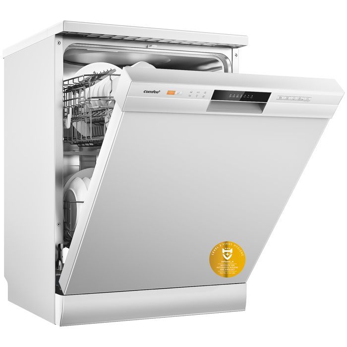 Lavavajillas independiente COMFEE de 60 cm, 49 dB, con capacidad para 12 servicios, lavado higiénico, inicio diferido, media carga - Blanco, Clase energética D