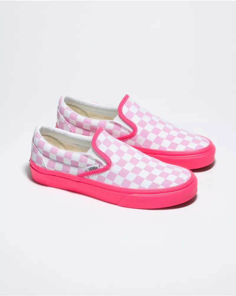 Customs Neon Pink Checkerboard Slip-On Wide