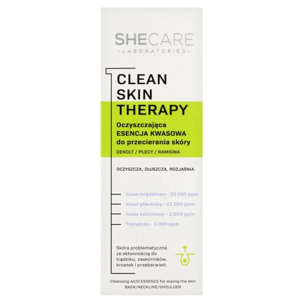 Shecare Clean Skin Therapy - Oczyszczająca esencja kwasowa do przecierania skóry ciała