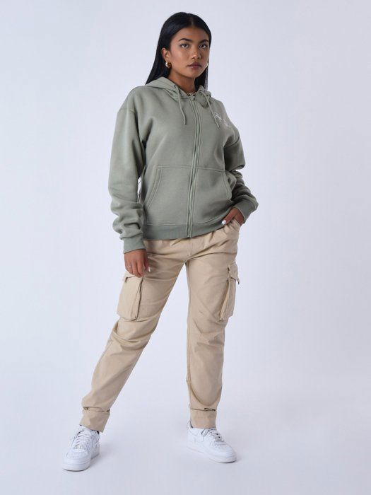 Sweatshirt à capuche zippé femme Project X Paris - kaki/vert - S