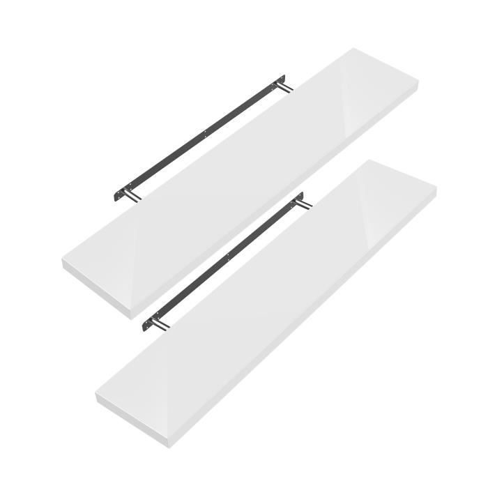 CASARIA 2x Floating Wall Shelves 50 cm White Sturdy MDF Floating Effect Wooden Shelf Storage Decoration