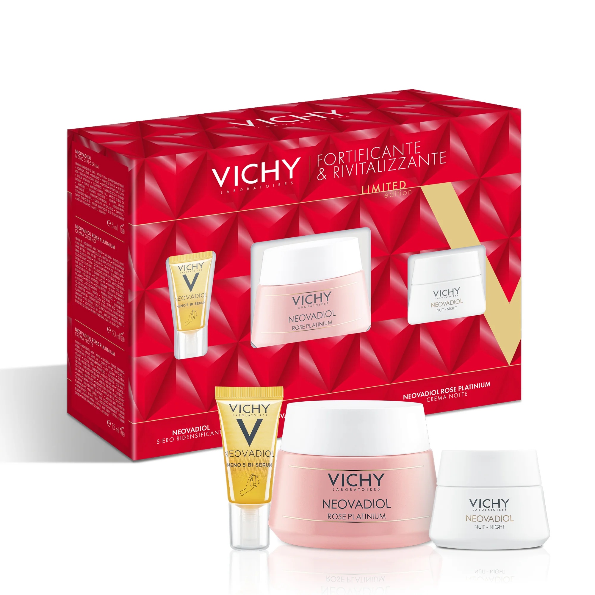 VICHY Vichy Neovadiol Kit Revitalizante e Fortalecedor: Creme de Dia com Rosa 50 ml + Creme de Noite com Rosa 15 ml + Sérum 5 ml