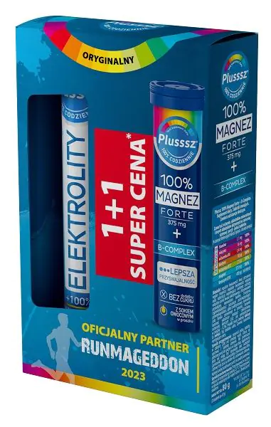 Plusssz Elektrolity + 100% Multiwitamina oraz Plusssz 100% Magnez Forte + B Complex, Tabletki musujące, Zestaw
