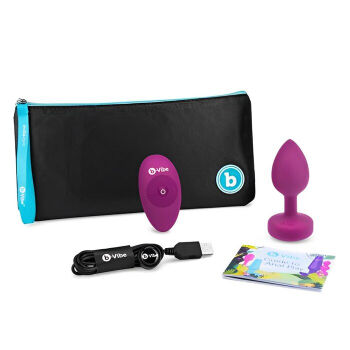 B-Vibe vibrējošs dāvaniņu aizbāznis S/M fuksijas krāsā