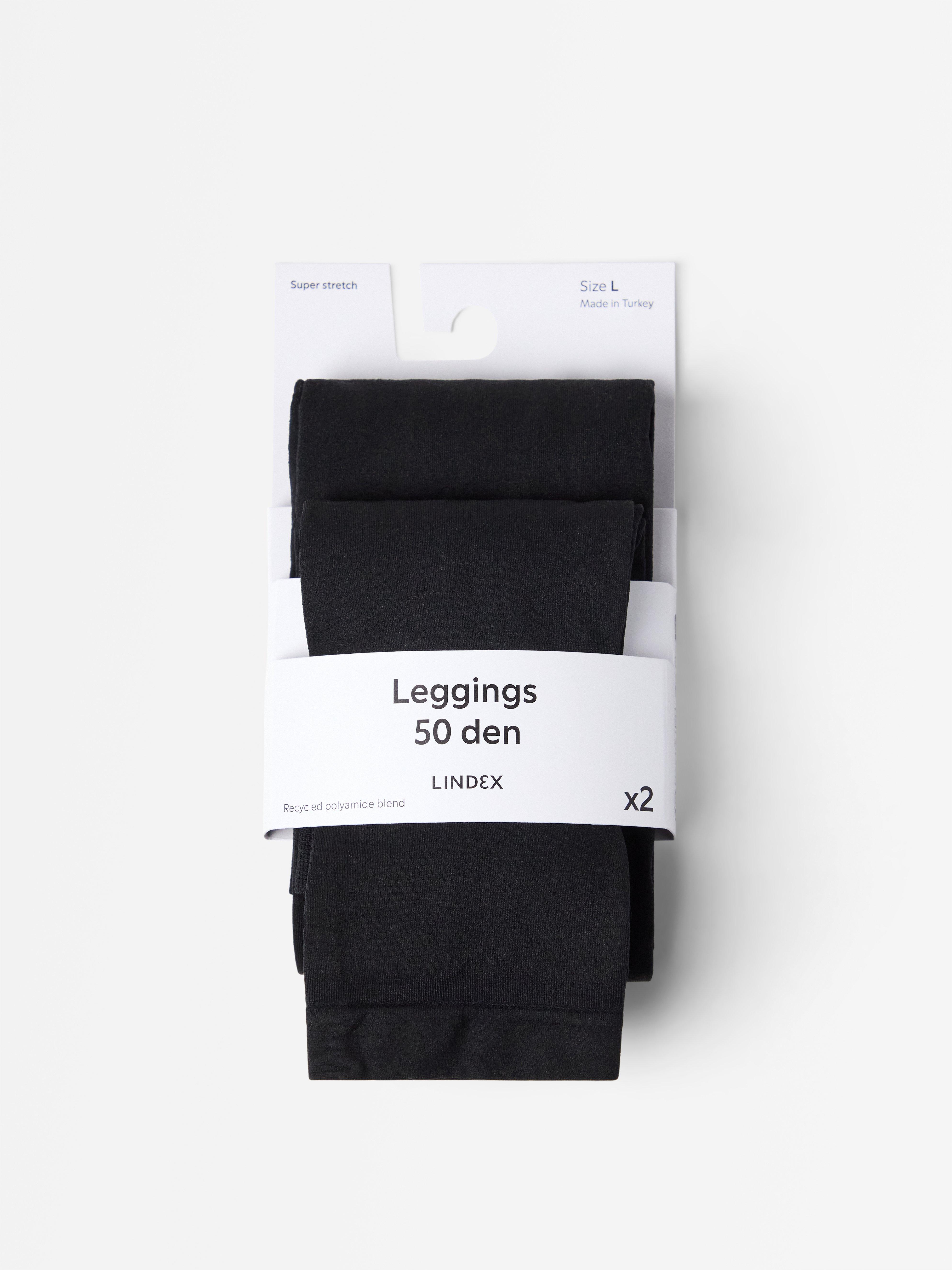 2-pakning leggings 50 denier Svart