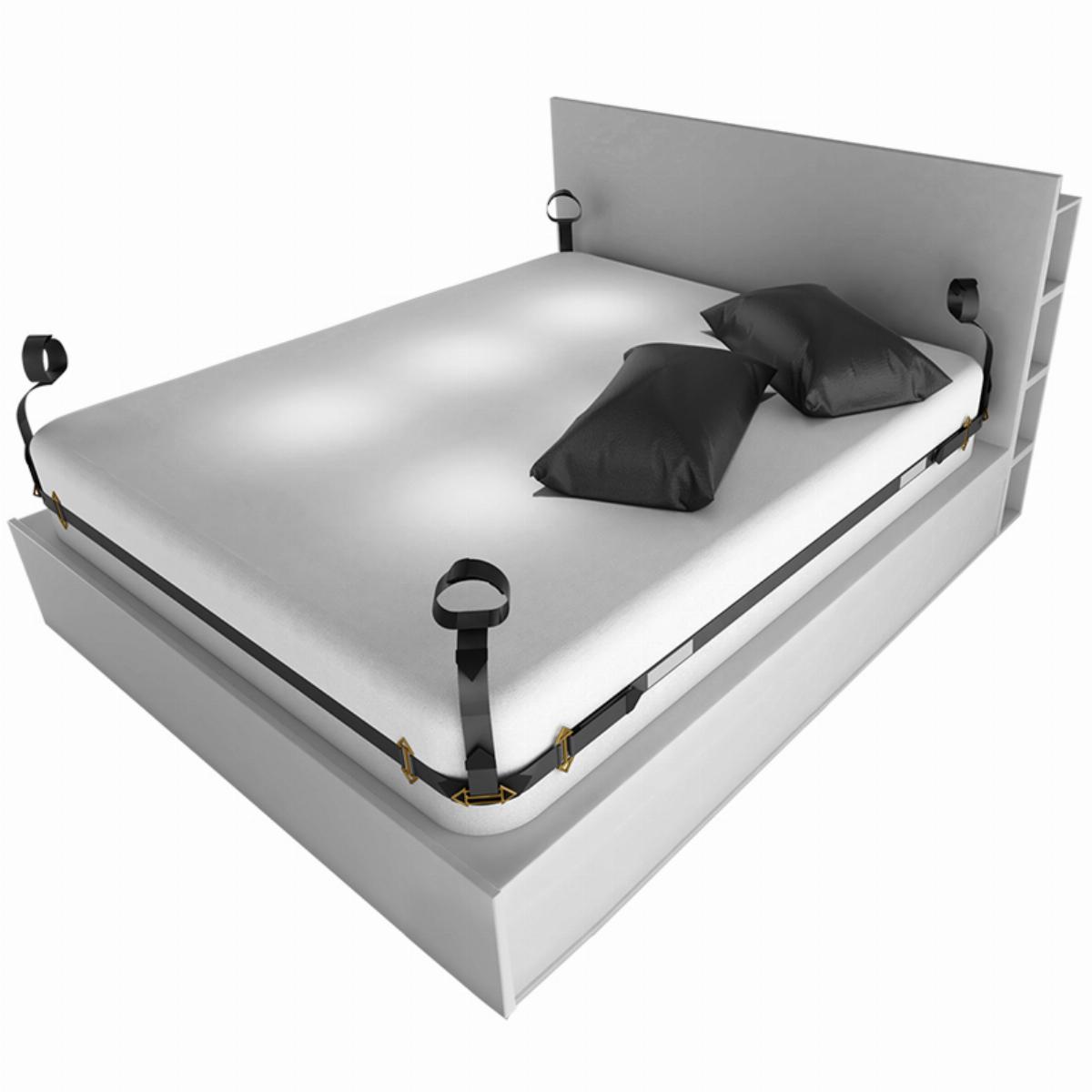 Sada pro nastavení postroje na postel Lockink BDSM, černá