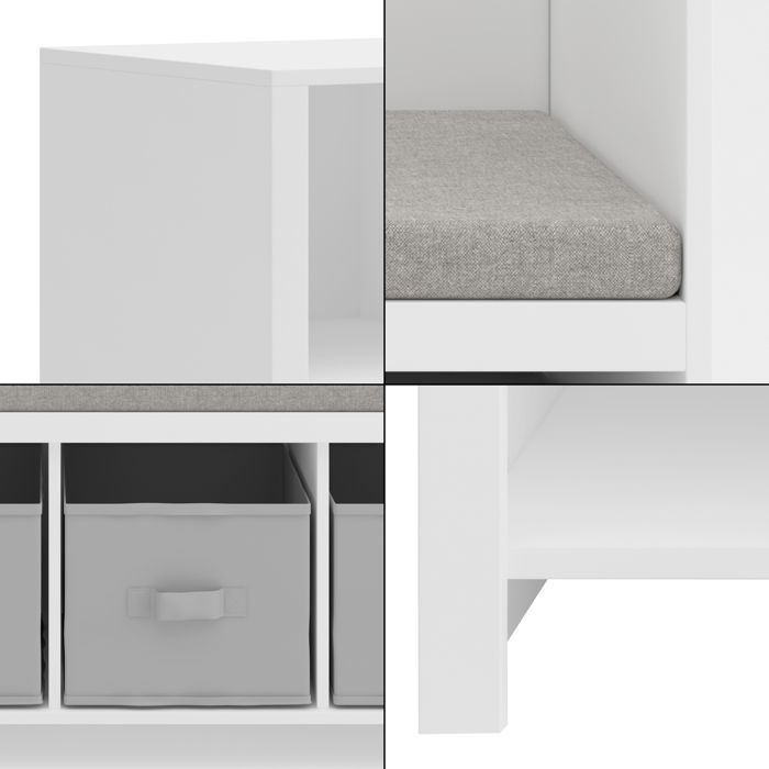 Children's shelf with bench Høylandet 76 x 112 x 40 cm white grey