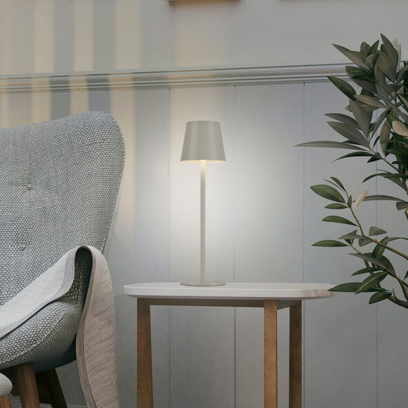 Επαναφορτιζόμενη επιτραπέζια λάμπα LED Buria, σετ 2 τεμαχίων, γκρι