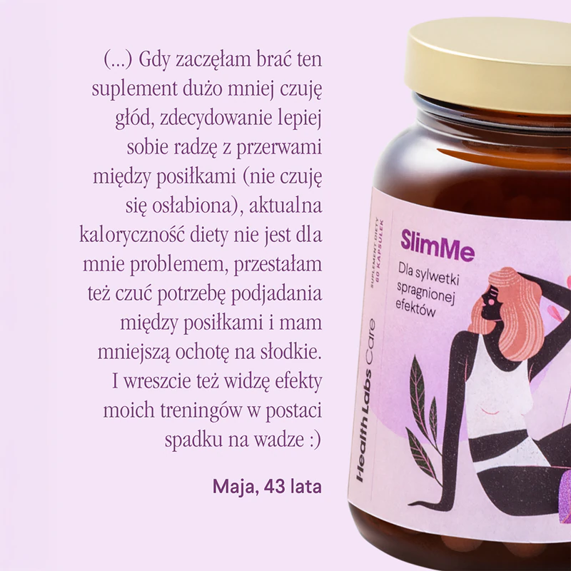 Cápsulas de suplemento alimentar Health Labs Care SlimMe para auxiliar na perda de peso.