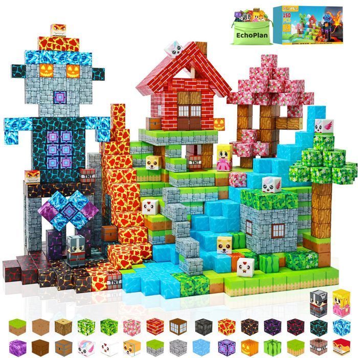 Bloques de construcción magnéticos de 150 piezas para niños, a partir de 3 años, bloques cúbicos magnéticos para niños y niñas.