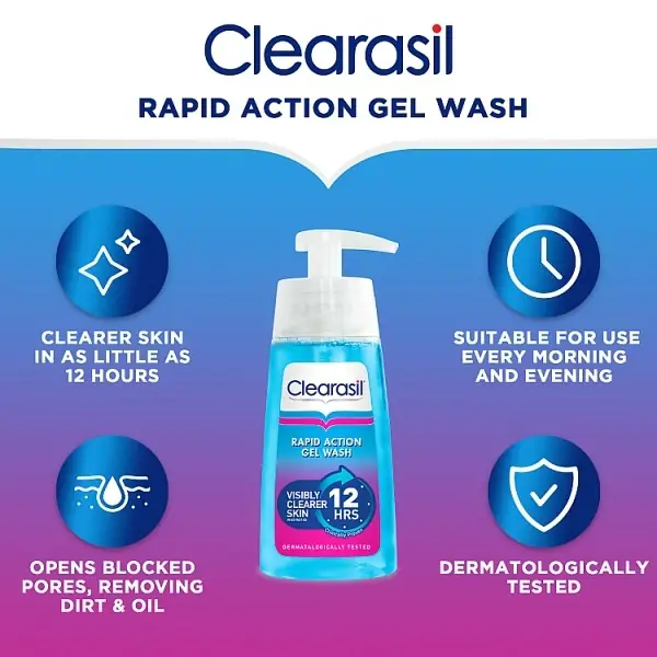 Clearasil Rapid Action Cleanser Żel do mycia twarzy na trądzik 150 ml