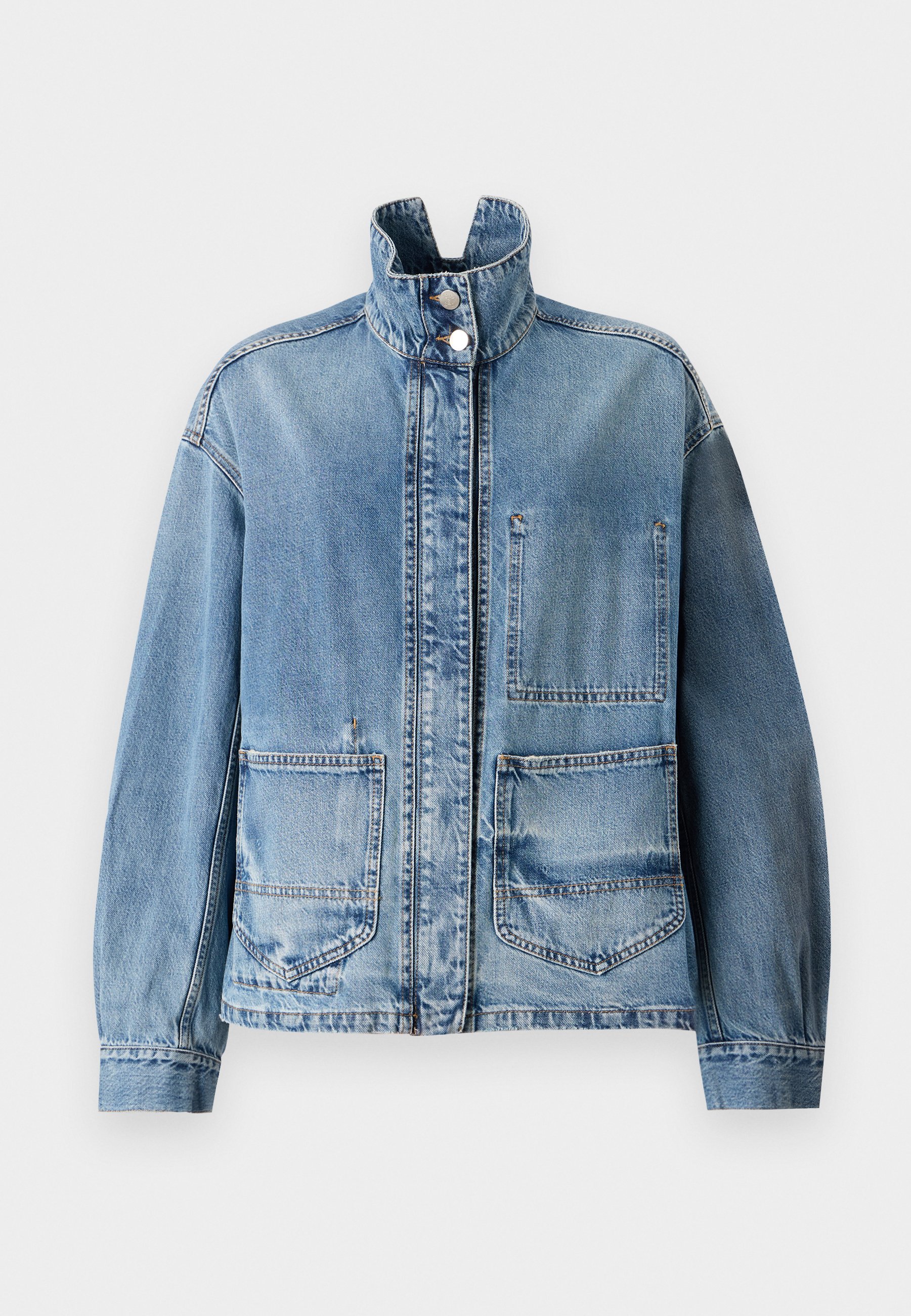 Geschlossene Jeansjacke – Jeansjacke – Mittelblau
