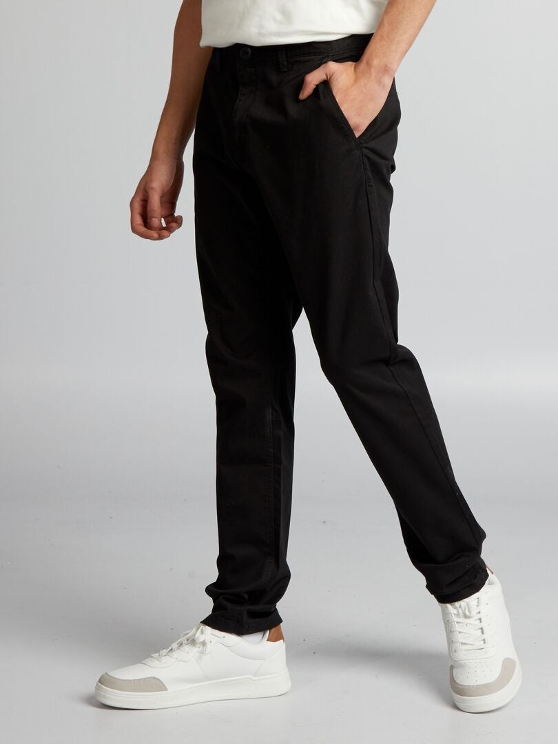 Effen chino broek - zwart