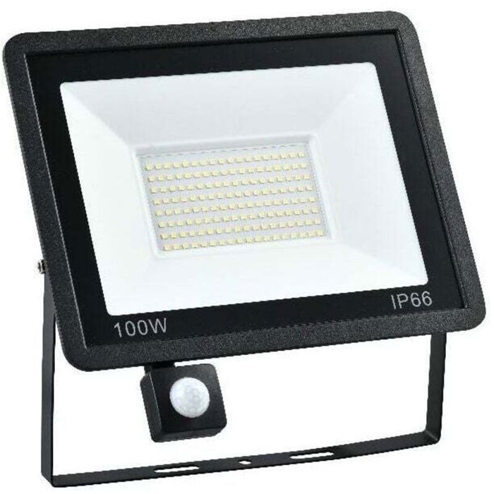 Foco LED para exteriores - SHI - 100W - Detector de movimiento - Luz blanca fría 6500K - 36 focos LED - 2700 lm