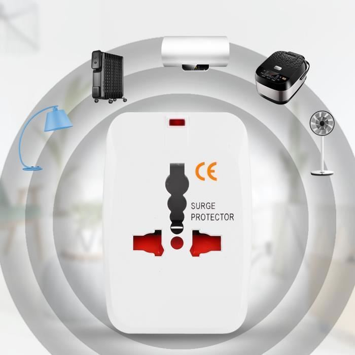 Adaptador de viaje - ZISONIX - Universal - Compatible con enchufes de 150 V - Para viajes internacionales - Rectangular