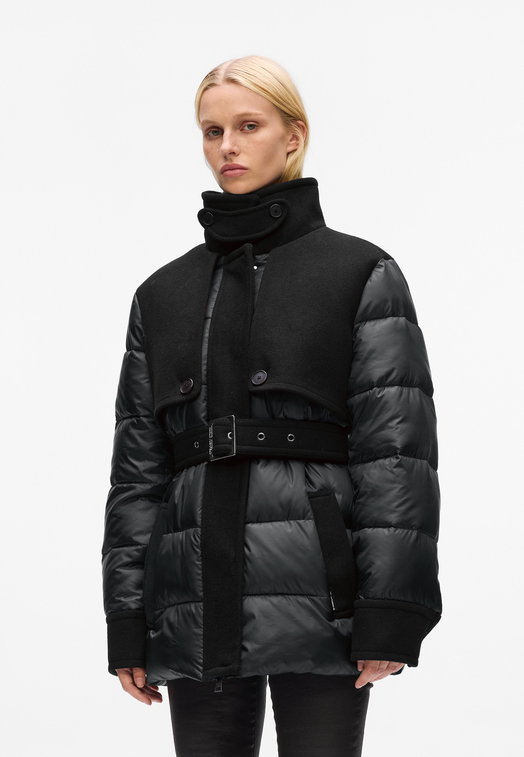 KARL LAGERFELD MIX MEDIA SHORT PADDED - Winterjas - zwart