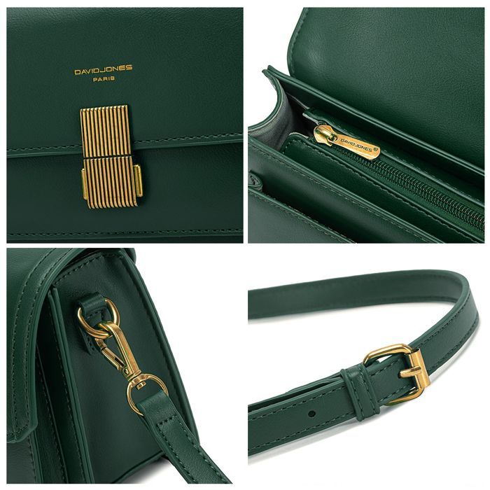 Borsa a tracolla - David Jones - Piccola borsa a tracolla da donna in ecopelle rigida - Patta con graziosa chiusura - Verde