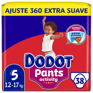 Pañales Dodot Baby Activity Pants, talla 5, 12-17 kg, 38 unidades.
