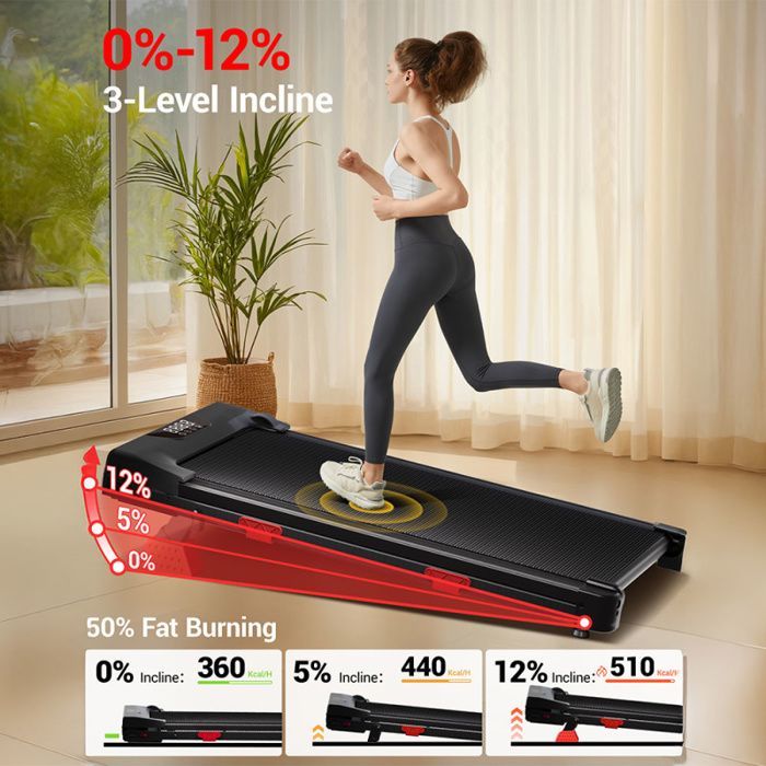 Tapis roulant pieghevole ROBORE U18 con inclinazione del 12% - Velocità massima 10 km/h - 3 livelli di intensità - Motore brushless da 2,75 CV