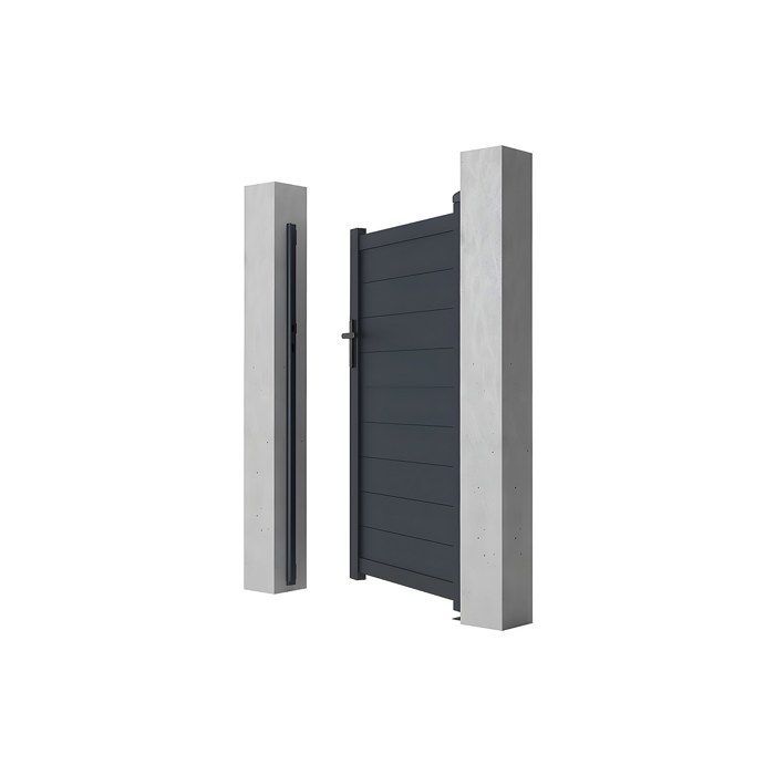 Puerta batiente de aluminio macizo NAZARIO, 103 cm de ancho x 165 cm de alto, color antracita.