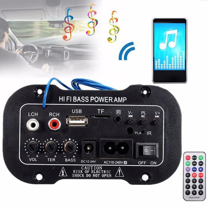 Amplificador digital para coche de 5 pulgadas, Bluetooth, HiFi, graves, potencia, estéreo, USB, TF, control remoto, accesorios para el