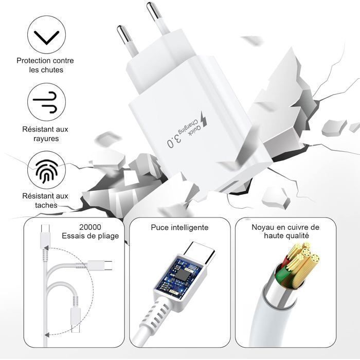TECHTA Type C Charger Fast Charging for Samsung Galaxy A16 A15 A14 5G A56 A55 A54 A36 A35 A26 A25 S25 S24 S23 S22 S21 S20 Fe