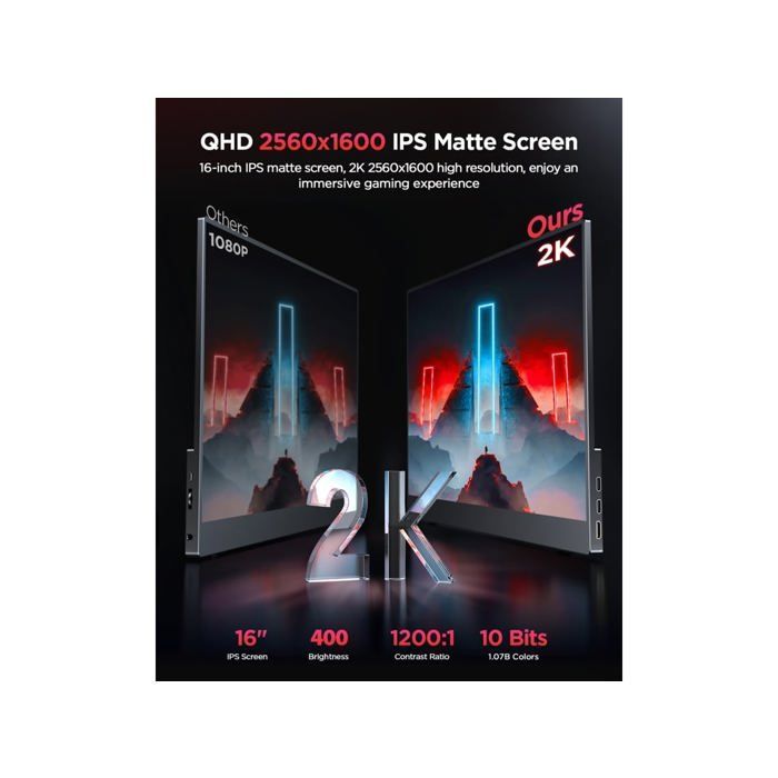 UPERFECT 16-inch 2K 2560*1600 draagbare monitor met hoge verversingssnelheid van 120 Hz