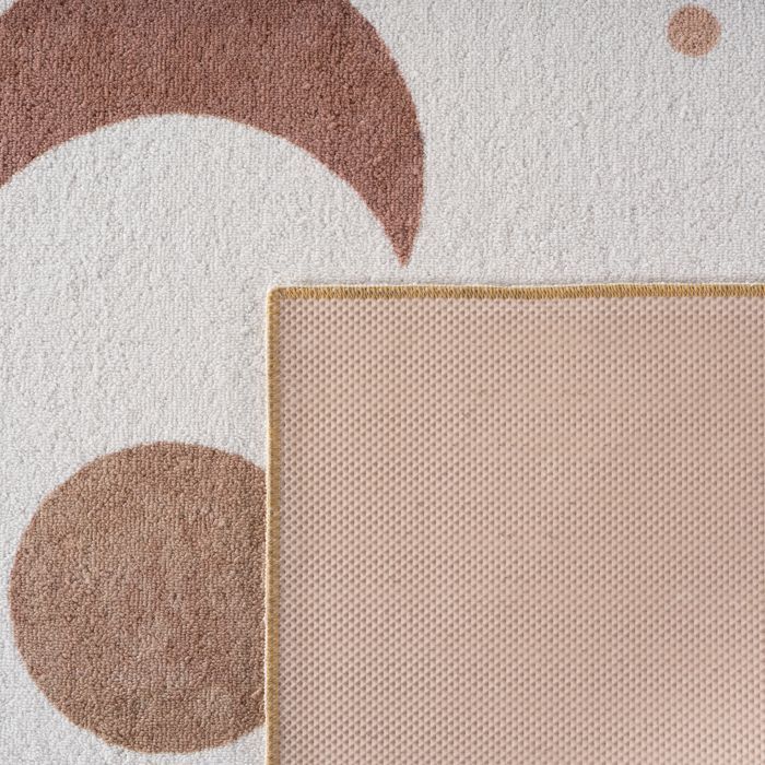 Carpetsale24 Tapis Enfant 200 cm Rond Phases de la Lune Creme Design Boho Grand Tapis Chambre Enfant ideal grandes surfaces de jeu