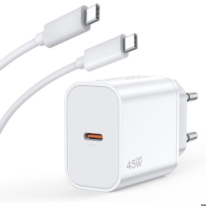 Cargador rápido de 45 W - Blanco - USB-C - 1 m - para Samsung Galaxy A16 A15 A36 A37 A56 A57 A17 S25 S24 Z flip 5 6 7