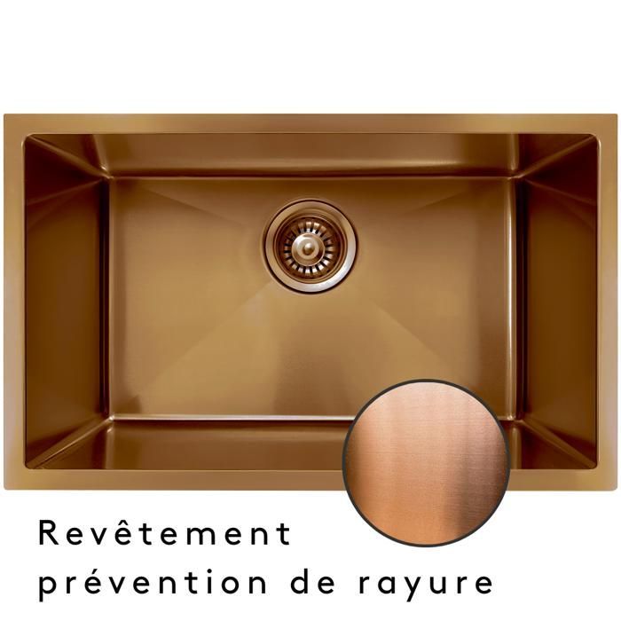 Lavello singolo Luisa in acciaio inox - 76x45 - Rame spazzolato - Essebagno