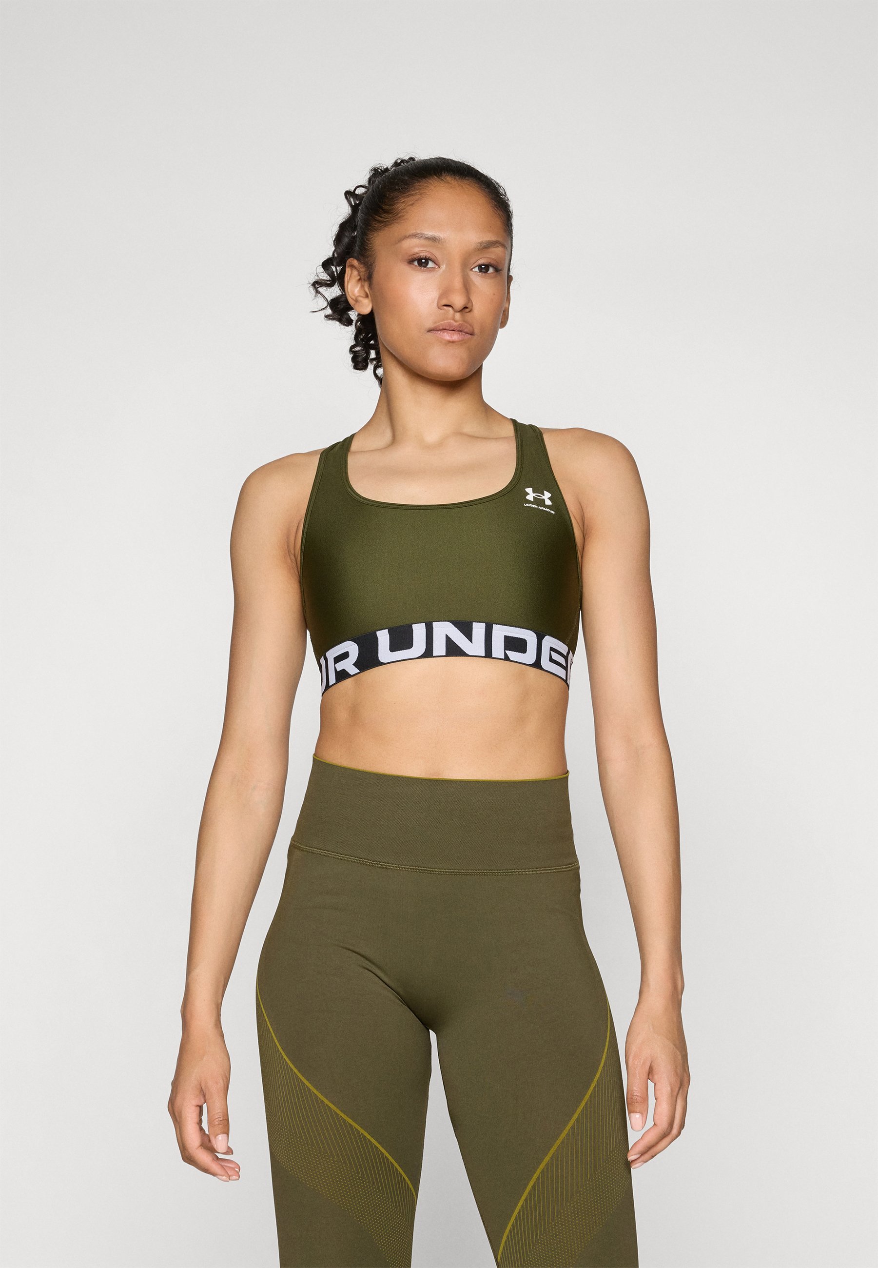Soutien-gorge de sport Under Armour MID BRANDED - Maintien moyen - Vert expédition/blanc