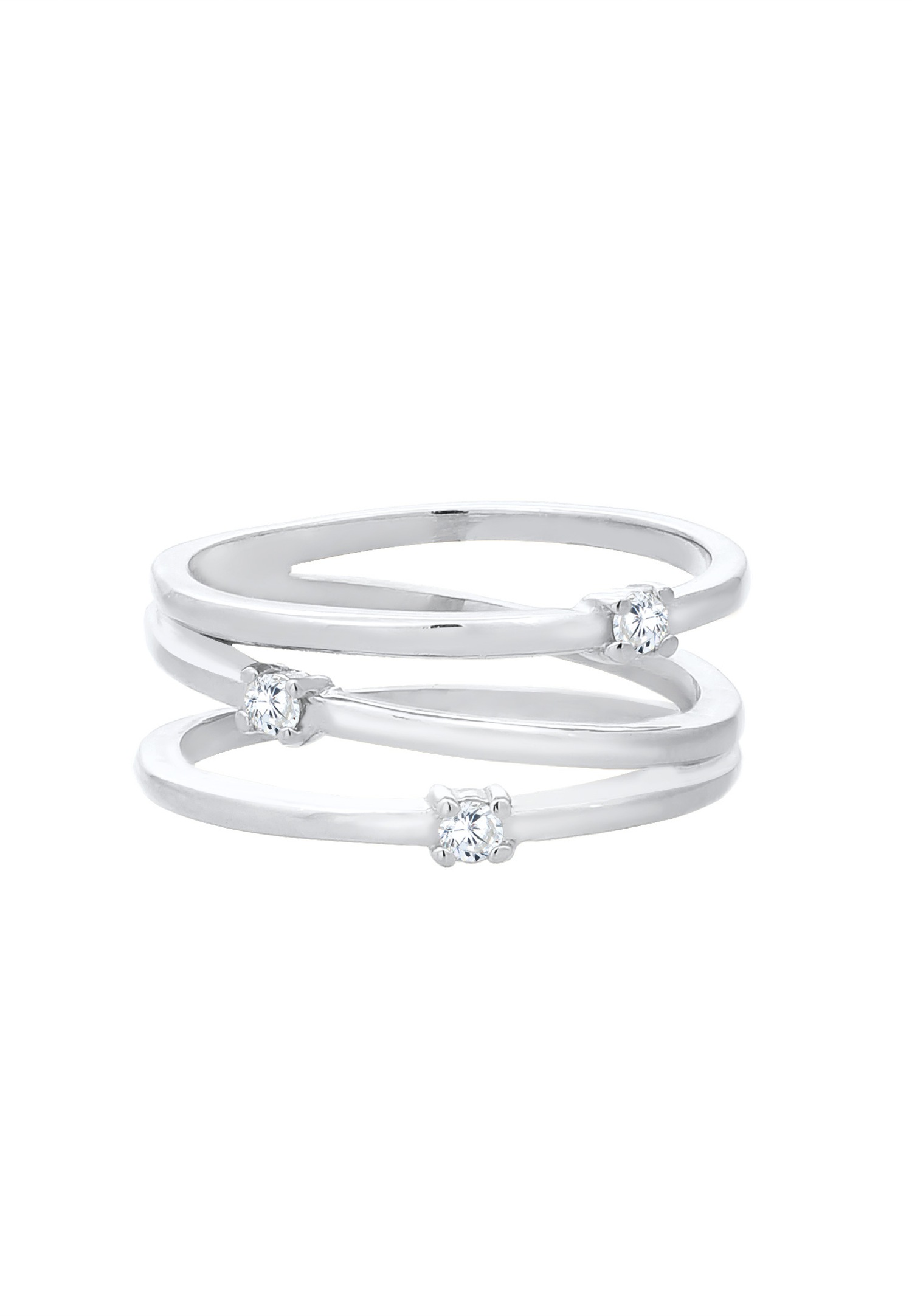 Elli Enroulé Filigrane avec Cristaux de Zircone Bague Femme - Argent (925/1000)
