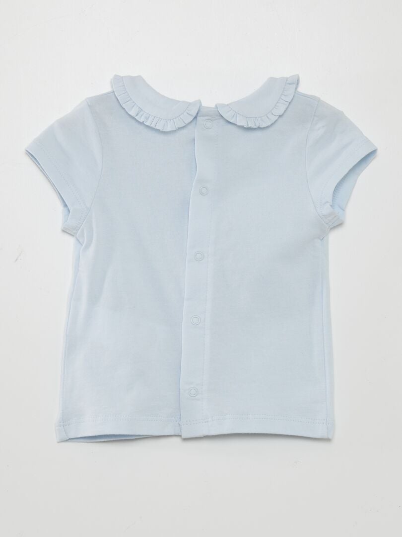 T-shirt met Claudine-kraag - BLAUW