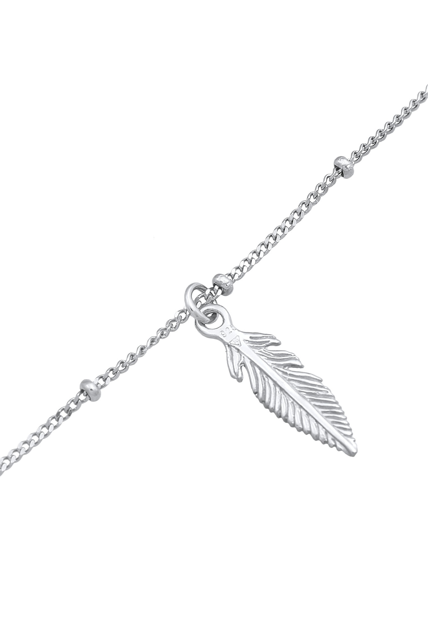Elli Pendentif femme choker plume boho en argent sterling 925