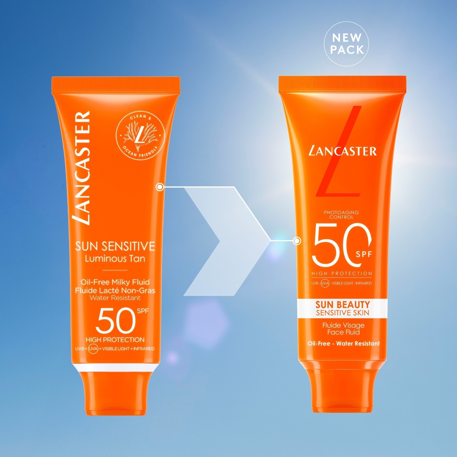 Lancaster krema za sunčanje, bez ulja, mliječna tekućina, SPF 50 - 50 ml