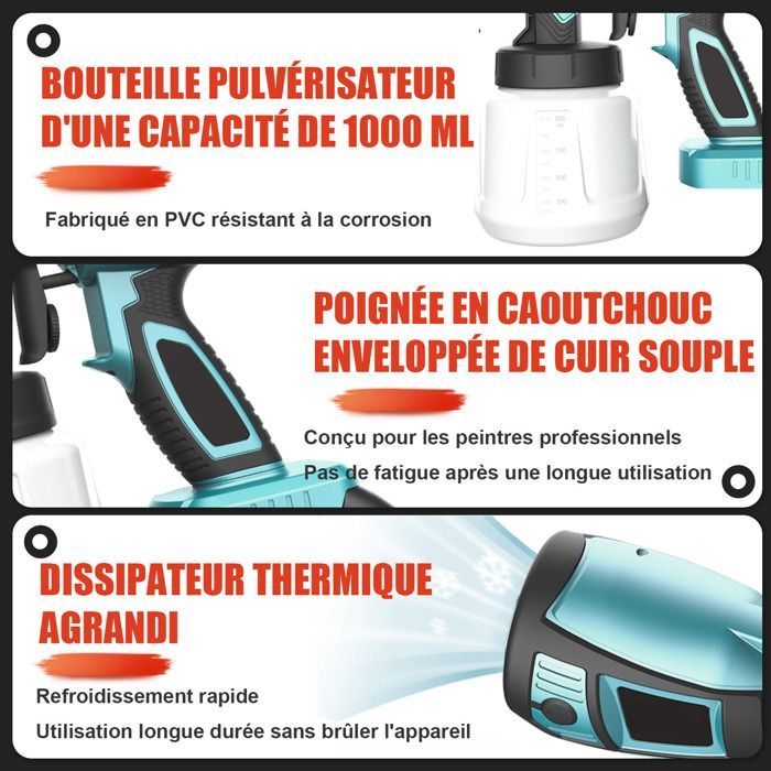 Makita 18V cordless paint sprayer, mini paint sprayer with 1000ml reservoir for walls and ceilings