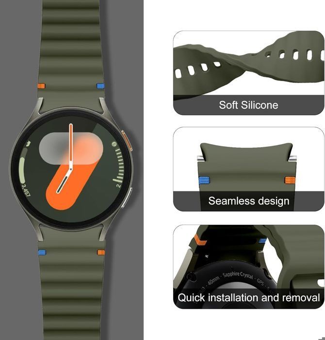Compatibele armband voor Samsung Galaxy Watch 7 6 5 4 FE Classic 40/43/44/45/47 mm, vervangend exemplaar met decoratieve geweven lijn.