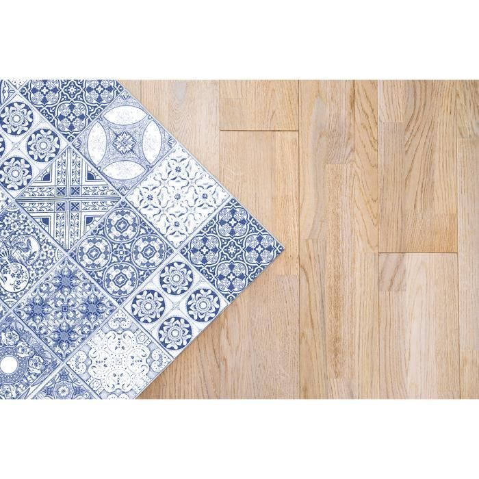 Alfombra de vinilo - Panorama - Jaén - Azulejos de cemento - Azul - 120x160 cm