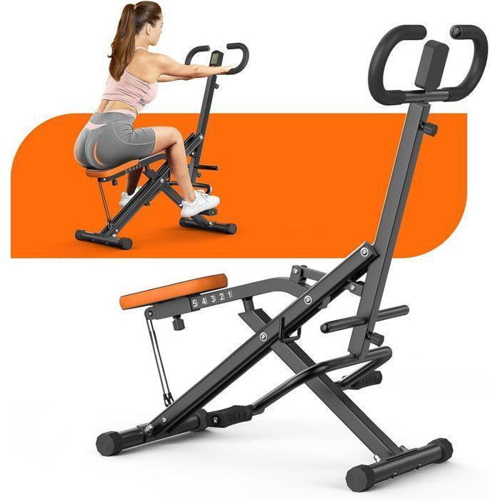 Attrezzo per addominali - DSKEUFEEW - AB Booster Plus Total Crunch - Carico massimo 120 kg - Nero e arancione - Fitness