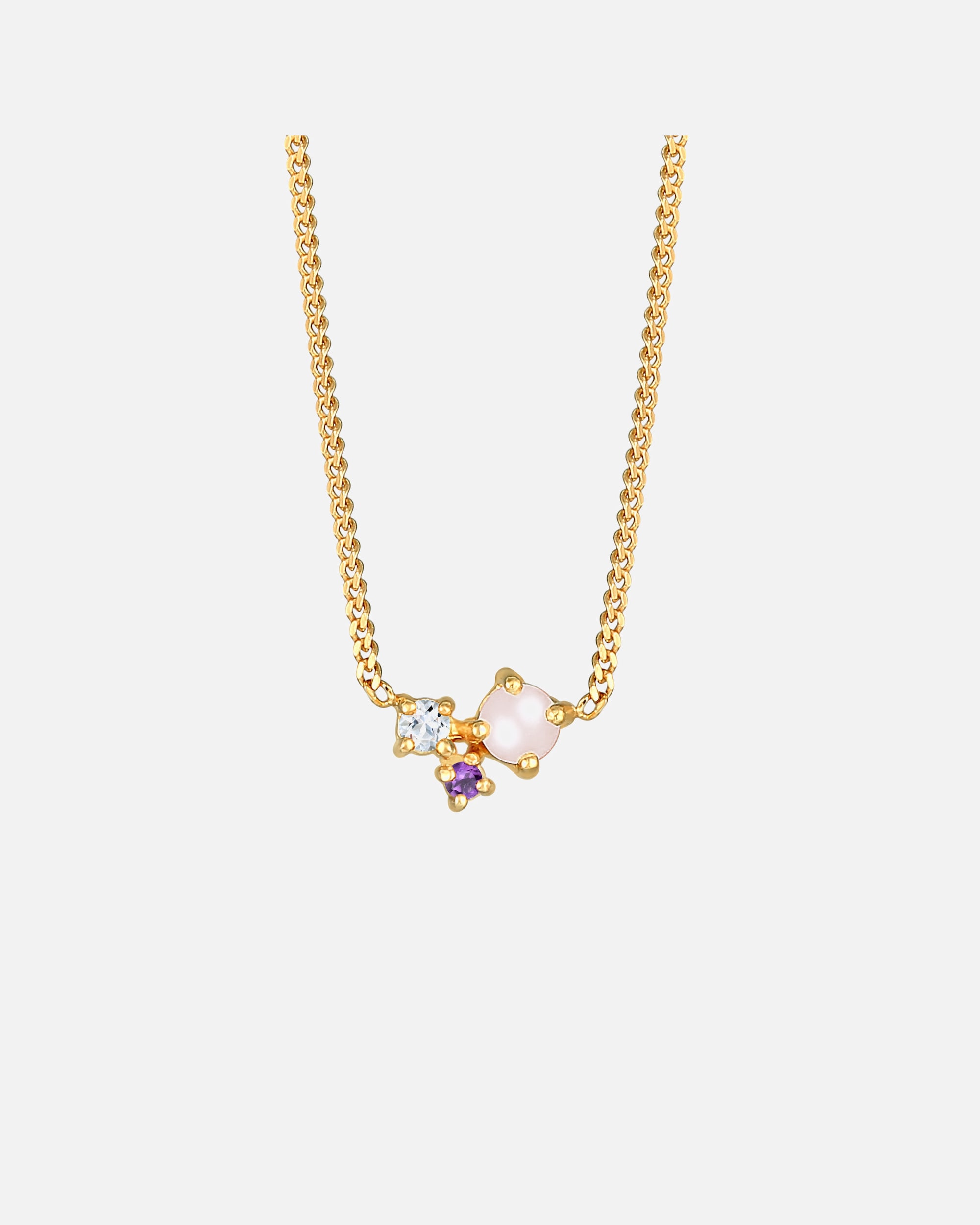 Elli PREMIUM Pendentif pour dames avec améthyste en quartz rose et pierre topaze en plaqué or 925