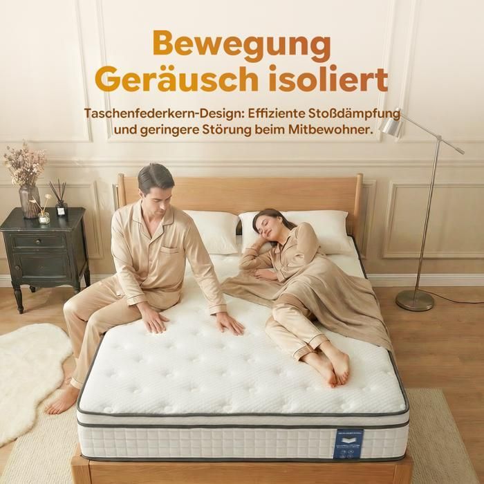 Matelas 90x200 cm UKing - Très épais 25 cm - Mémoire de Forme + Ressorts 7 Zones Blanc - Hypoallergénique & Réversible