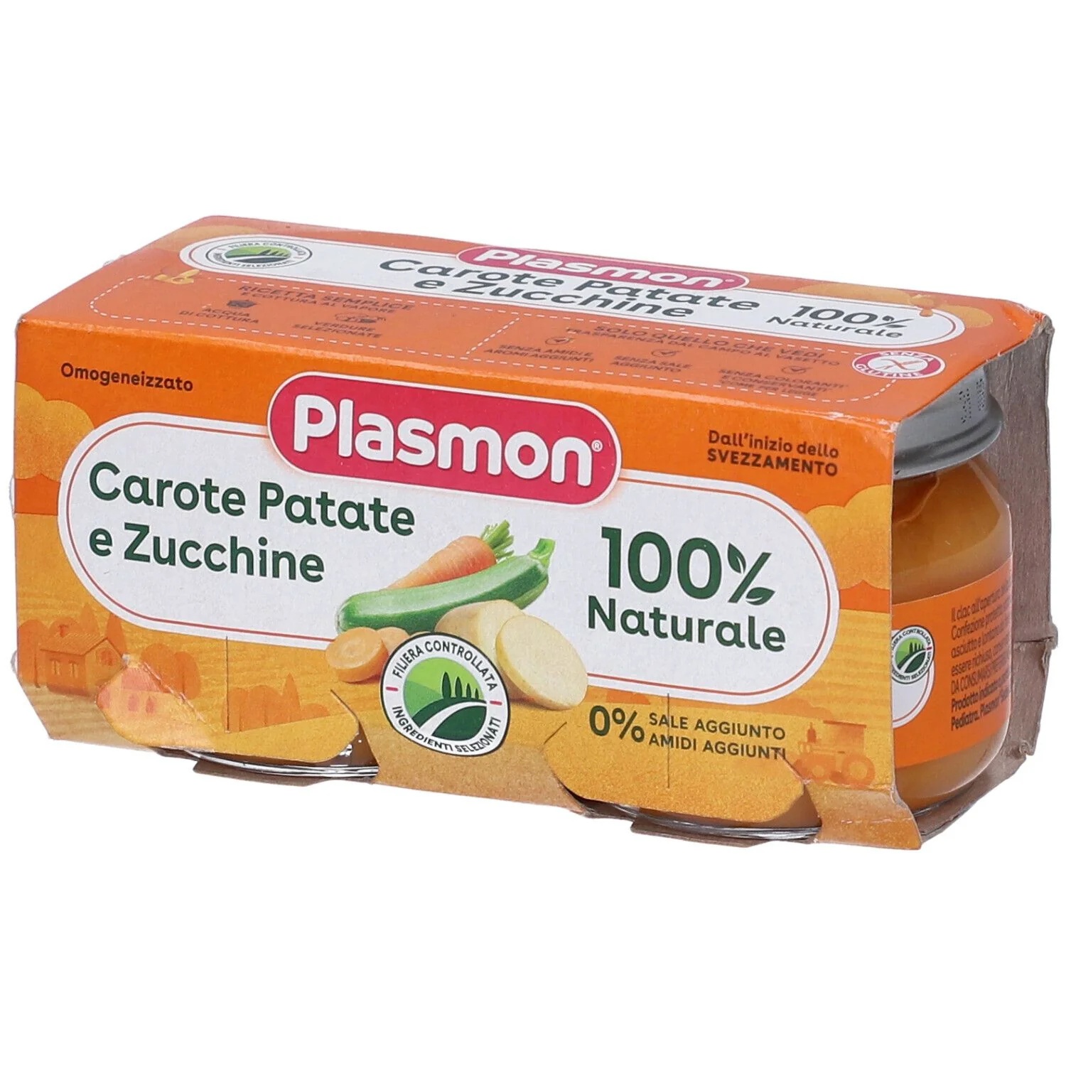 PLASMON Cenouras, batatas e abobrinhas homogeneizadas Plasmon 2 x 80 g alimento infantil