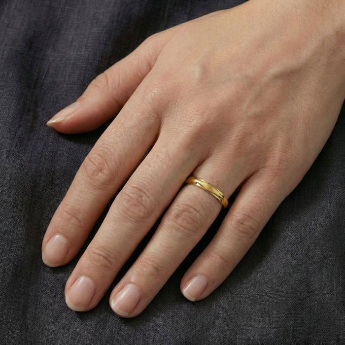 Alliance - Bague - Géométrique - Facettée – Plaqué Or Jaune 750/1000 - Homme/Femme - 62 au 66
