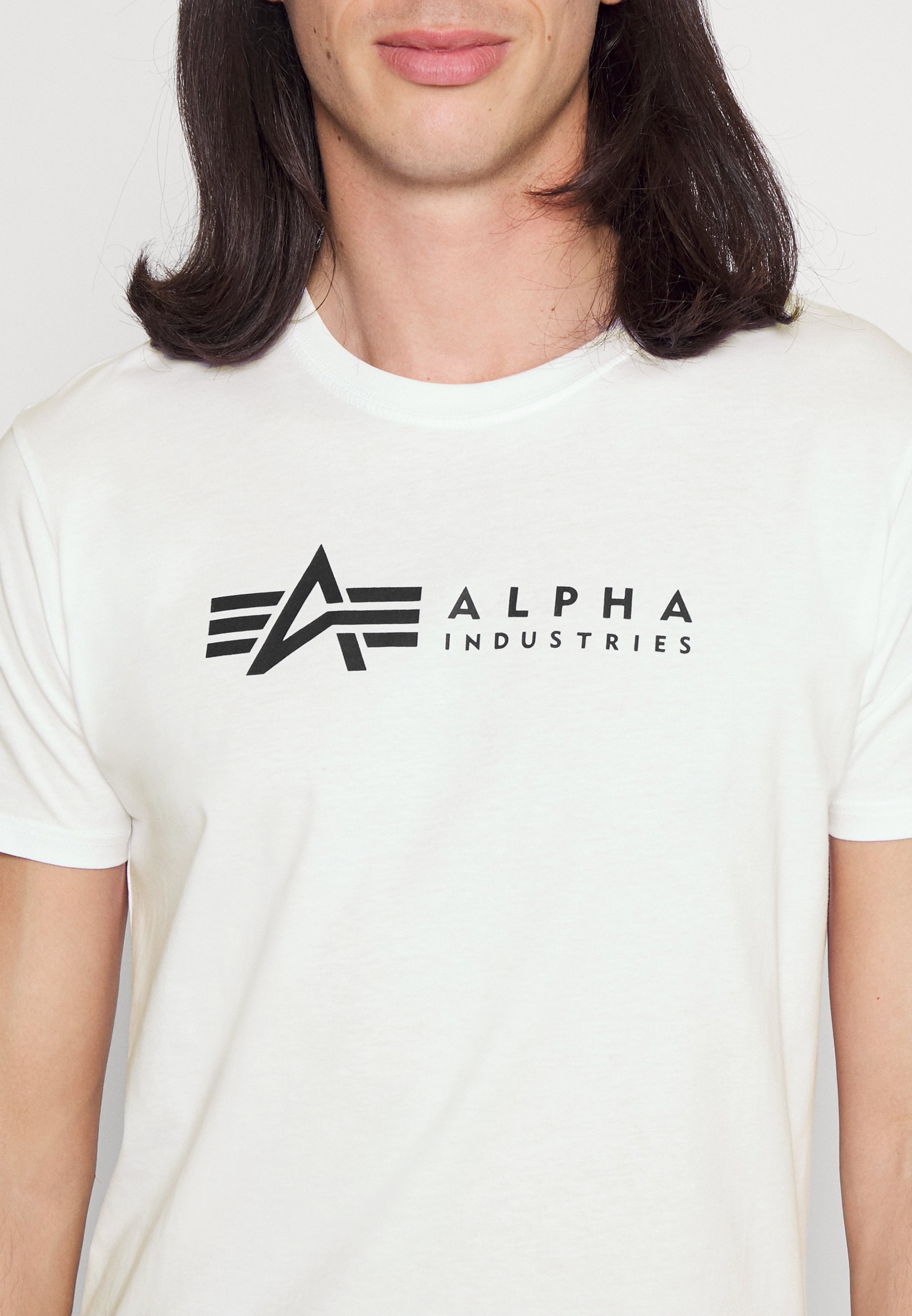 Alpha Industries LABEL 2-PACK - Bedrukte T-shirts - zwart/wit