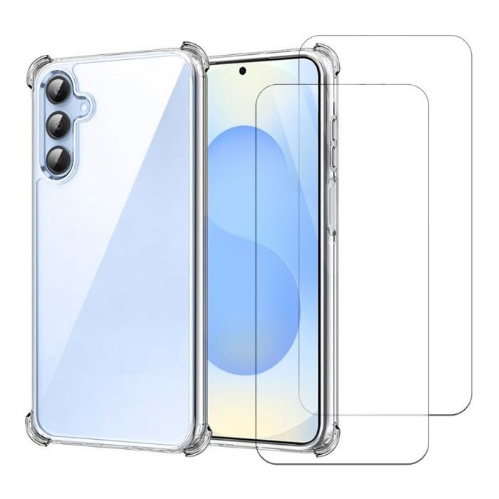 Capa transparente à prova de choque EVETANE compatível com Galaxy S25 + 2 protetores de tela