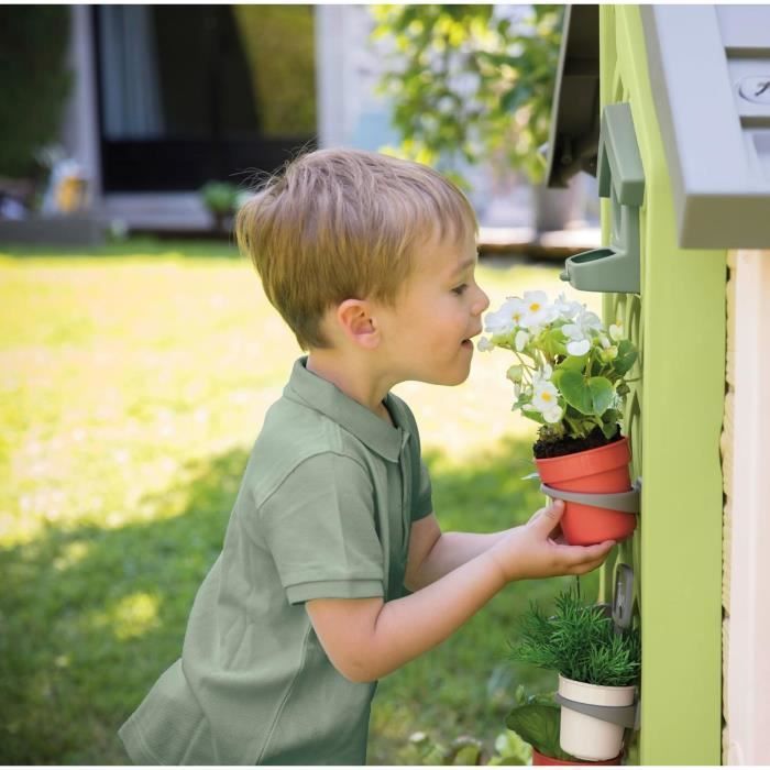 Smoby Life - Casetta da giardino - Casetta a tema giardinaggio - Fioriera, traliccio, mangiatoia per uccelli, raccoglitore d'acqua - Età 2+